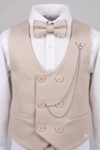Special Suit Erkek Çocuk Yelekli 4 Parça Zincir Detay Takım Elbise 1-12 Yaş - Bej