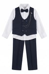 Special Suit Erkek Çocuk Yelekli 4 Parça Zincir Detay Takım Elbise 1-12 Yaş - Lacivert