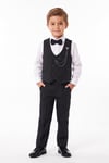 Special Suit Erkek Çocuk Yelekli 4 Parça Zincir Detay Takım Elbise 1-12 Yaş - Siyah
