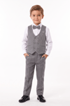 Special Suit Erkek Çocuk Yelekli 4 Parça Zincir Detay Takım Elbise 1-12 Yaş - Gri