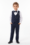 Special Suit Erkek Çocuk Yelekli 4 Parça Zincir Detay Takım Elbise 1-12 Yaş - Lacivert