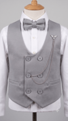 Special Suit Erkek Çocuk Yelekli 4 Parça Zincir Detay Takım Elbise 1-12 Yaş - Gri