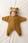 Teddy Bear Kapüşonlu Ayıcık Peluş Yıldız Tulum - Kahverengi