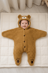 Teddy Bear Kapüşonlu Ayıcık Peluş Yıldız Tulum - Kahverengi