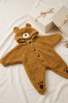 Teddy Bear Kapüşonlu Ayıcık Peluş Yıldız Tulum - Kahverengi
