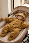 Teddy Bear Kapüşonlu Ayıcık Peluş Yıldız Tulum - Kahverengi