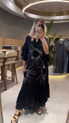 Dilimli Yaka Çiçek baskılı Elbise