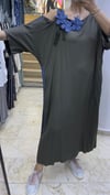Elora Çiçek Detaylı Oversize Viskon Elbise