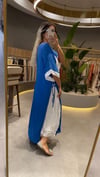 Kabartma Çiçek Baskılı Büyük Beden Pamuk Elbise Siyah Saks