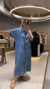 Kelebek Nakışlı Kot Elbise