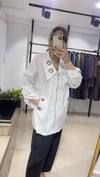 Kuş Gözü Detaylı Koton Gömlek Ekru