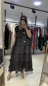 Lina Volanlı Keten Maxi Elbise