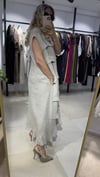 Lina Volanlı Keten Maxi Elbise