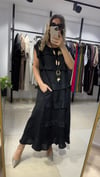 Lina Volanlı Keten Maxi Elbise