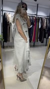 Lina Volanlı Keten Maxi Elbise