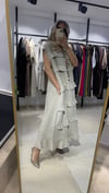 Lina Volanlı Keten Maxi Elbise