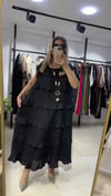 Lina Volanlı Keten Maxi Elbise