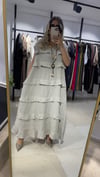 Lina Volanlı Keten Maxi Elbise