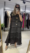 Lina Volanlı Keten Maxi Elbise