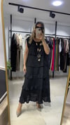 Lina Volanlı Keten Maxi Elbise