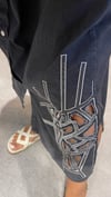 Liora Geometrik Nakiş Detaylı Denim Elbise
