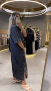 Liora Geometrik Nakiş Detaylı Denim Elbise