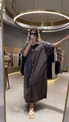 Liora Geometrik Nakış  Detaylı Denim Elbise