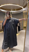 Liora Geometrik Nakiş Detaylı Denim Elbise