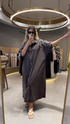 Liora Geometrik Nakış  Detaylı Denim Elbise