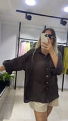 Lyocell Çizgili Büyük Beden Gömlek