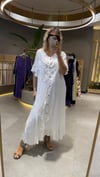 Mirabella Önü Güpürlü Uzun Pamuk Elbise Ekru