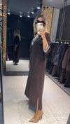 Polo Yaka Ribana Detaylı Büyük Beden Elbise Kahve