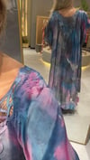 Turkuaz  Batik  Desen Güpür Yaka  Büyük Beden Pamuk Elbise