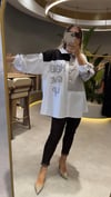 Urban Royale Çizgili Oversize Gömlek Koton Kahverengi