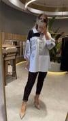 Urban Royale Çizgili Oversize Gömlek Koton Kahverengi