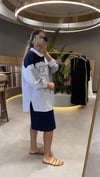 Urban Royale Çizgili Oversize Gömlek Lacivert