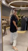 Volanlı Pamuklu Baskılı Bluz