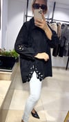 Yaprak Nakışlı Büyük Beden Koton Gömlek
