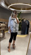 Yazı Baskılı Çift Kat Pamuklu Bluz