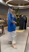 Yazı Baskılı Çift Kat Pamuklu Bluz
