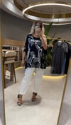 Yazı Baskılı Çift Kat Pamuklu Bluz