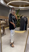 Yazı Baskılı Çift Kat Pamuklu Bluz