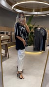 Yazı Baskılı Çift Kat Pamuklu Bluz