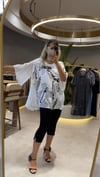 Yazı Baskılı Çift Kat Pamuklu Bluz  Ekru