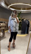 Yazı Baskılı Çift Kat Pamuklu Bluz  Ekru
