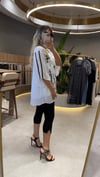 Yazı Baskılı Çift Kat Pamuklu Bluz