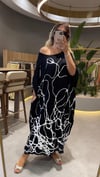 Zebra Desen Baskı Pamuk Elbise Siyah