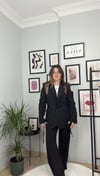 Siyah Bağlama Detaylı Blazer