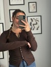 V Yaka Düğmeli Uzun Kollu Bluz