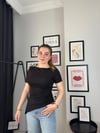 Yanı Büzgülü Siyah Bluz